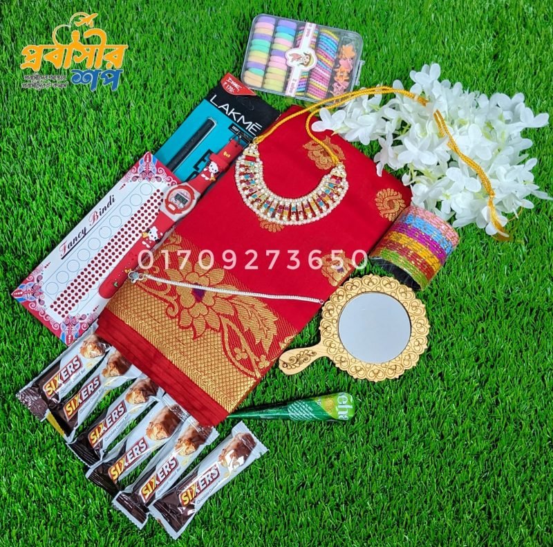 রাজকন্যা প্যাকেজ লাল কালার শাড়ি